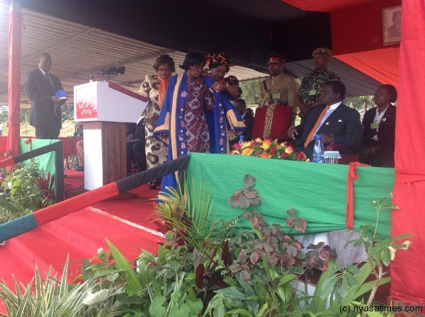 The President installing the Senior Chief Thomas at Thyolo Community Centre Ground