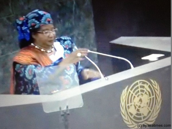 President Banda addressing the UN General Assembly