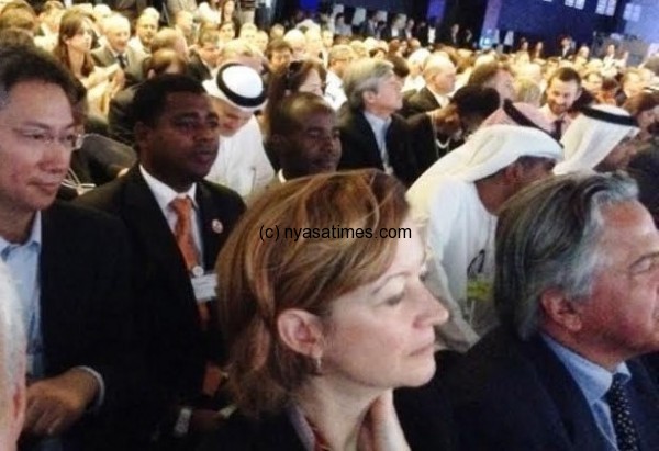 Ministers Jooma and Gwengwe (next from Left) at the opening of the World Economic Forum in Abu Dhabi on Monda