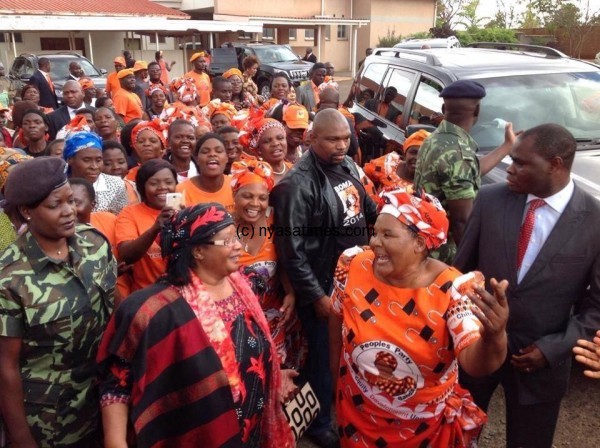 Its good to be back: Banda flanked by her supporters who could not stop singing praises for her 