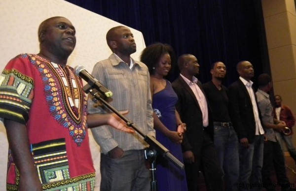 Joya (first from left) with his film team