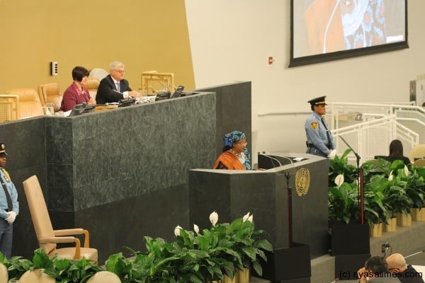 President Banda addressing the UN General Assembly