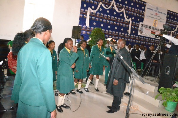 Kamuzu Academy students singing at the function