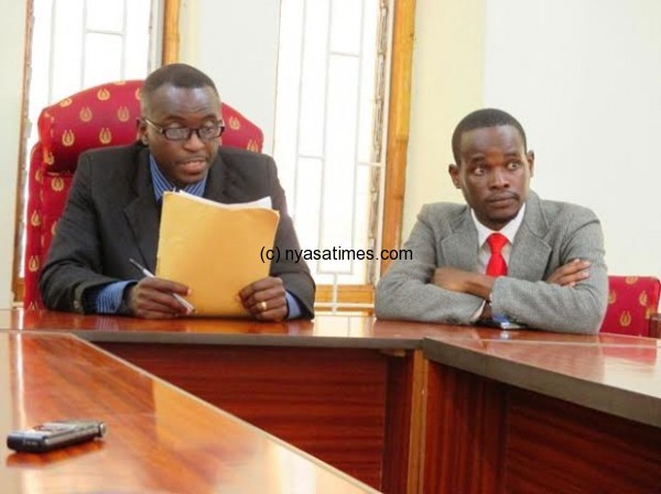Kelvin Moyo and Gomegzani Zakazaka during the press Conference....Photo Jeromy Kadewere