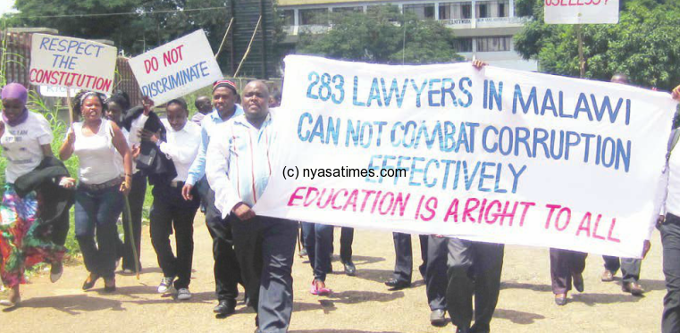 Law students marching to present the petition
