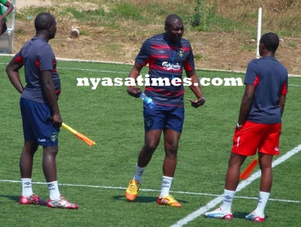 Flames team manager Clement Kafwawa (centre) during training -Photo by Jeromy Kadewere