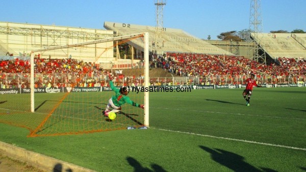 Flames convert penalty.-Photo by Jeromy Kadewere, Nyasa Times