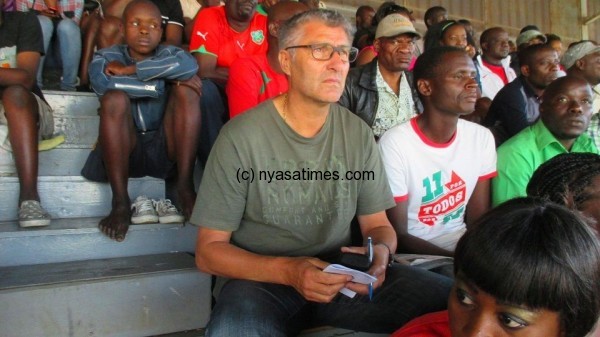 Mali coach Henryk Kasperczak captured by Nyasa Times photojourno Jeromy kadewere at Kamuzu Stadium watching Malawi play
