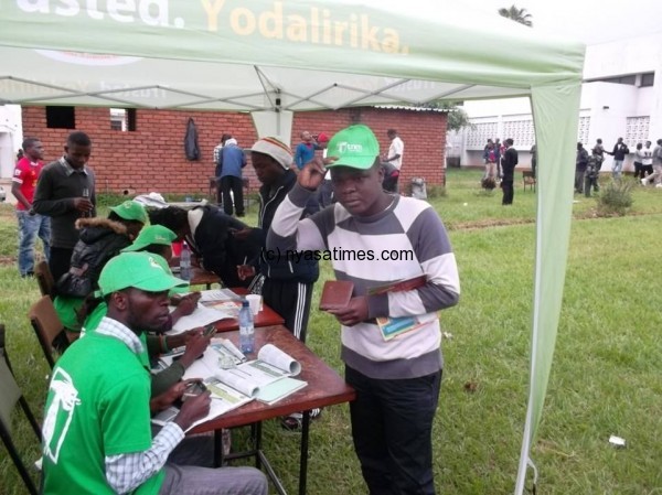 Students registering for TNM Mpamba during the Social Weekend