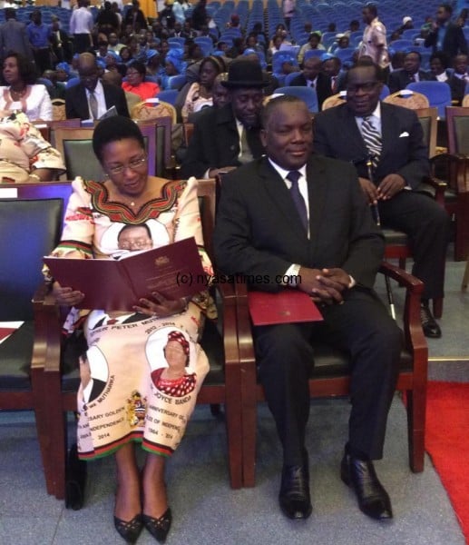 Speaker Richard Msowoya and his wife at the prayers