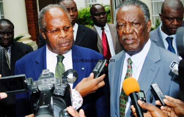 Muluzi (left) shocked with Sata's demise