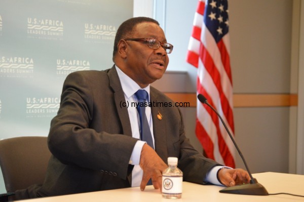 Mutharika was in Washington along with more than 40 African heads of state to attend the three-day U.S.-Africa summit.