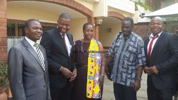 Zodiak courts parties on issue based campaign: From left to right- UDF spokesman Ken Ndanga, Zodaik boss Gospel Kadzako, MCP spokesperson Dr Jessie Kabwila, Aford spokesman Dan Msowoya and Zodiak editor Pilirani Phiri