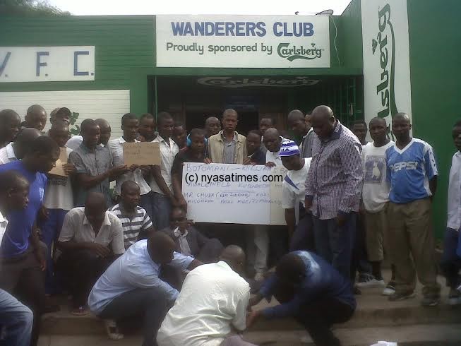 Planning to demonstrate: The Nomads captured at Wanderers Club Thursday.-Photo by Jeromy Kadewere, Nyasa Times