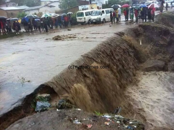 Road cut out with floods