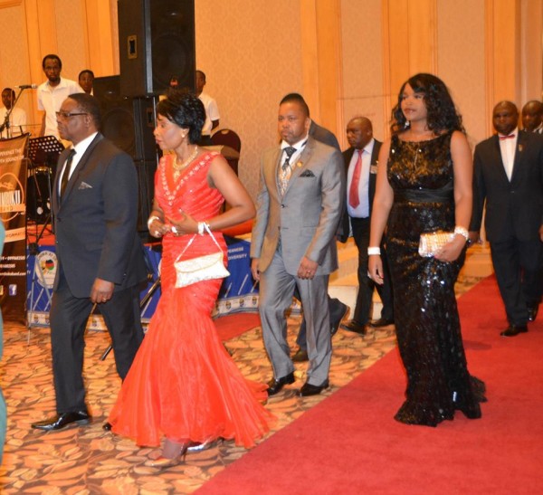 President Mutharika and First Lady with the Vice President Saulos Chilima at the Unima dinner event