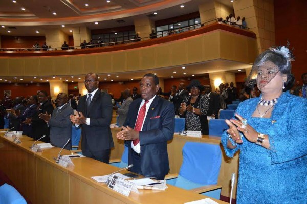 Hand-clappers: Ministers in parliament giving President Mutharika some cheers