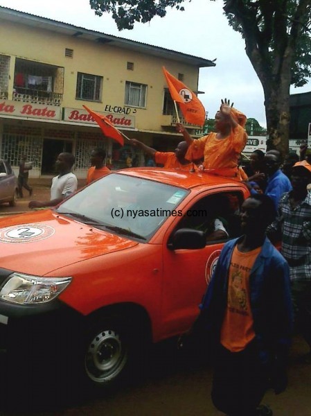 Kainga Nangozo in orange celebrations as PP parliamentary candidate in Zomba central
