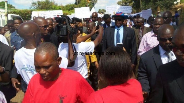 Mutharika join workers in a big walk during Labour Day events in Lilongwe