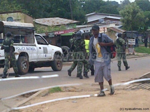 Police patrolling Zingwangwa township in Blantyre