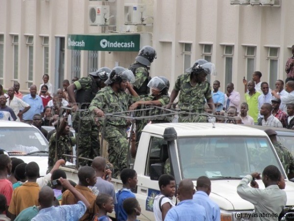 Police control; Monitoring situation in Blantyre as pupils take to the streets