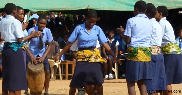 Secondary school girls performing