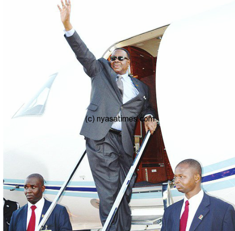 President Mutharika boarding the chartered jet