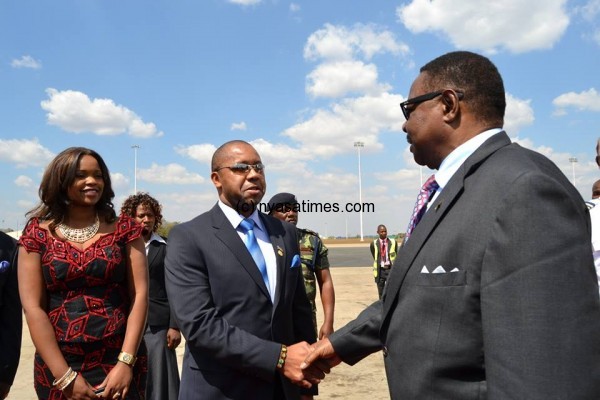 President Mutharika being welcomed by vice president Chilima