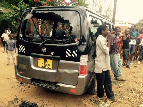Smashed minibus beloning to MCP official