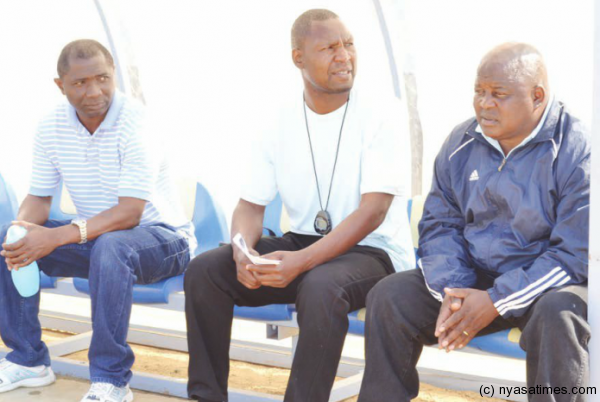 Silver care taker coaches: Chirwa (right) and Songo centre