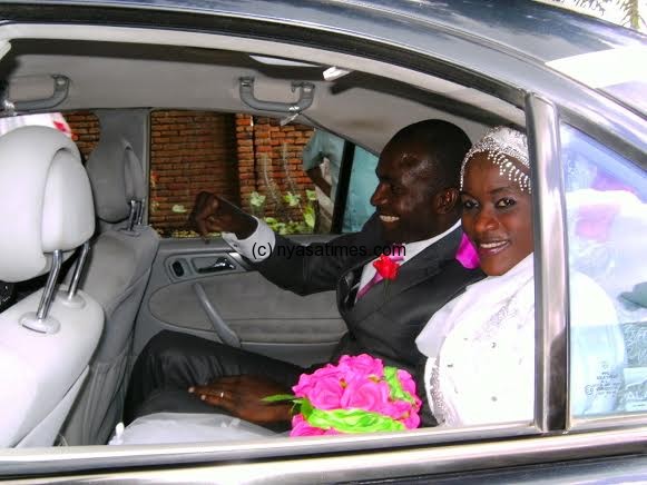 The couple arriving at the wedding ceremony.-Photo by Jeromy Kadewere, Nyasa Times