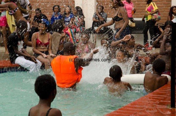 Models in the swimming pool