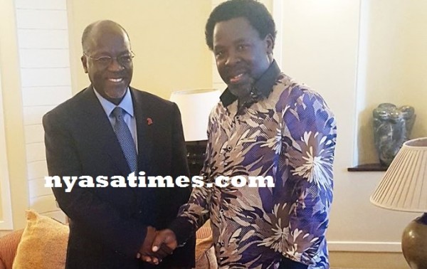President Magufuli (left) with Propget T.B Joshua
