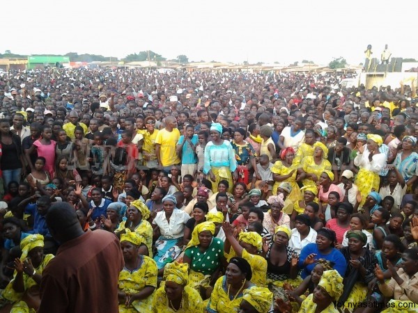 An overflow crowd that attended UDF rally in Lilongwe addressed by presidential hopeful Atupele Muluzi