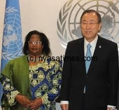 President Joyce Banda with UN General Secretary Ban Ki-Moon