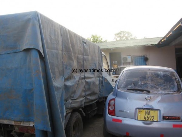 The vehicle of Ethiopians at Karonga  police station.-Photo by Tiwonge Kumwenda, Nyasa Times