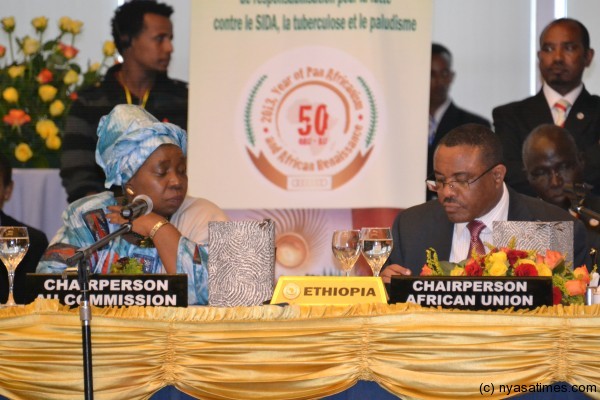 NKosazanna Dlamini Zuma, Chairperson of the African Union Commission listening to JB's Speech 