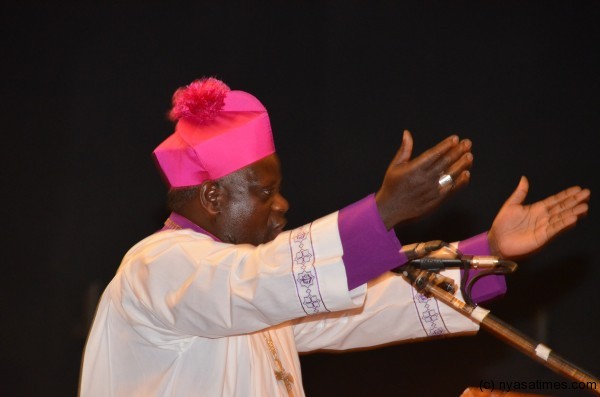 Bishop Jospeh Zuza of Catholic making his sermon
