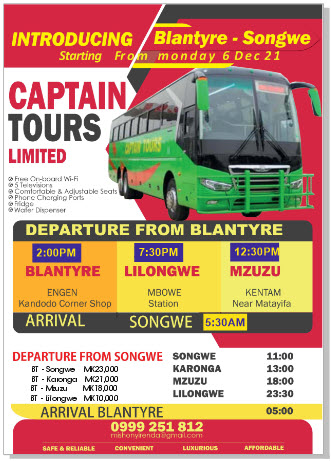 captain tours malawi prices