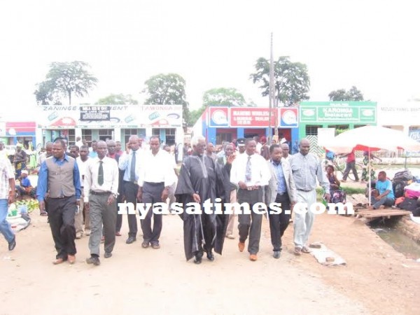 Kyungu inspecting Karonga main market -Photo by Tiwonge Kumwenda