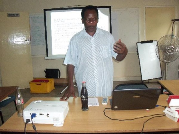 Mlaka speaking at a close of the workshop in Chikwawa