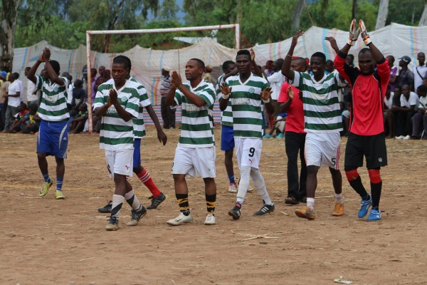 Nsanama FC players celebrating after an equalizer...Photo By Be Forward Wanderers