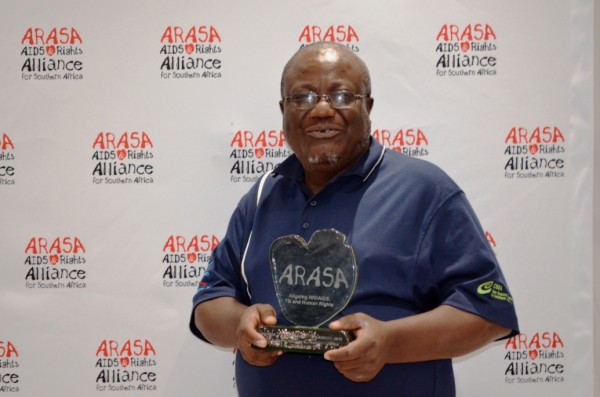 Pastor Mataka, MANERELA+ Vice Chair, displays the ARASA trophy (Pic. Courtesy of ARASA)