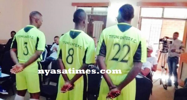 Tiyuni United players modelling their kit -Photo by Mphatso Nkhoma, Nyasa Times