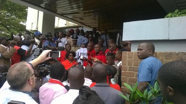 Leaders presenting the petition
