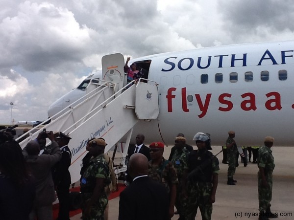 President Banda alighting from a South African Airways