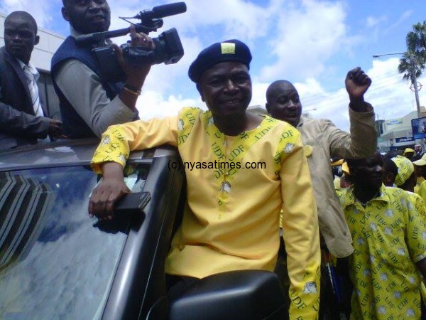 UDF spokesman Ken Ndanga with the party troops