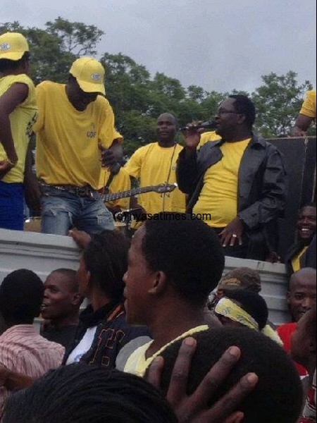 Malawi's top musician Lucius Banda performing songs in praise of Atupele