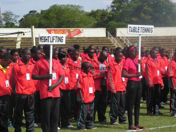 Section of athletes carrying placards during the opening ceremony