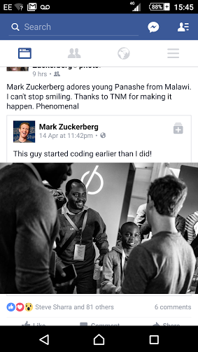Facebook founder hail 10-year-old Malawian app developer Panache Jere: Team Malawi wins developer challenge supported by TNM